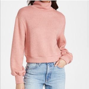 Line & Dot Mock-Neck Pink Sweater XS